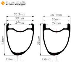 [ULTRALIGHT] 700C 35x30mm  Asymmetric  Carbon Tubeless Gravel Wheel Rim